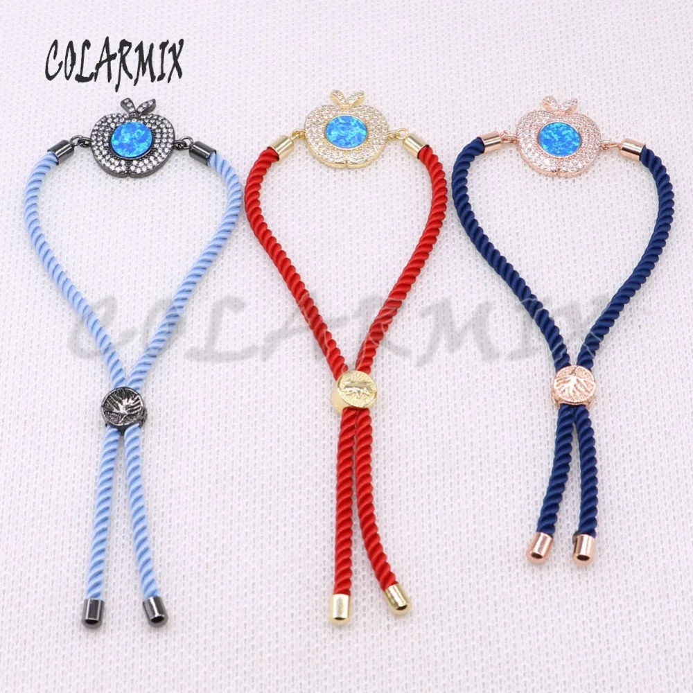 Wholesale 6 Pcs Micro pave zircon with colorful stone Apple charms bracelet wholesale Jewelry gift for lady 4310 | Украшения и