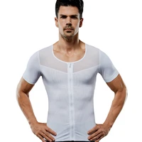 mens shaper compression shirts slimming shaper for men zipper corsets belly abdomen waist cincher tummy control fitness tops
