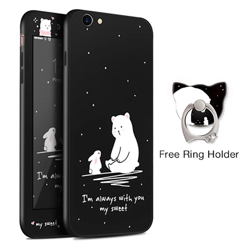 White Bear ASINA 360 Полный Чехол для iPhone 6 6s чехол силиконовый милый рисунок для iPhone 6 6s Plus защита экрана бесплатно - Цвет: White Bear