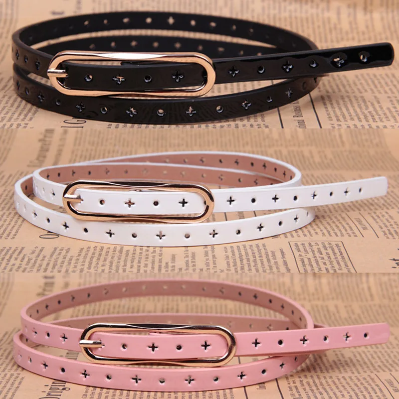 Универсальный модный ремешок с вырезом тонкий женский ремень из лакированной