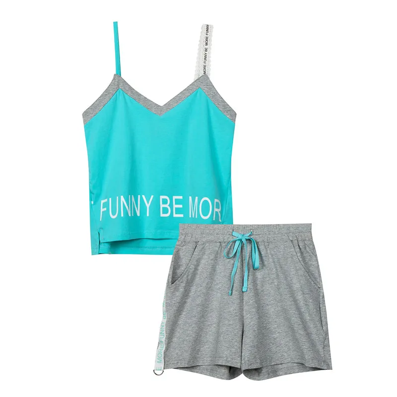 Женский пижамный комплект Yusano Хлопковая пижама с треугольным вырезом и коротким