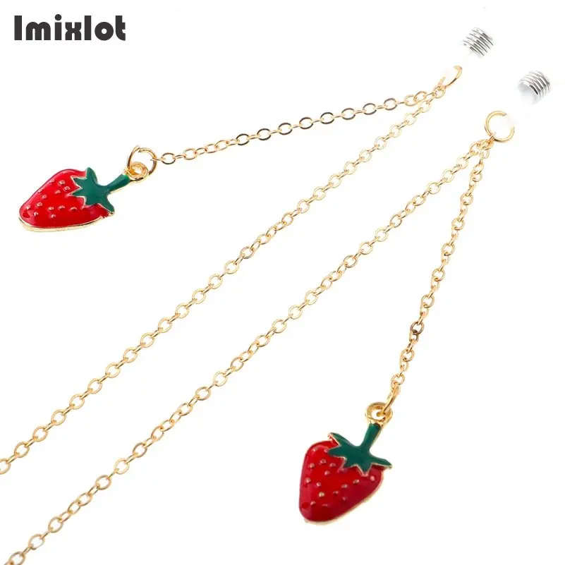 1 шт. несколько стилей золотые металлические цепочки для очков с подвеской клубничный крест цветок шнур для очков для чтения Держатель шейный ремень веревка