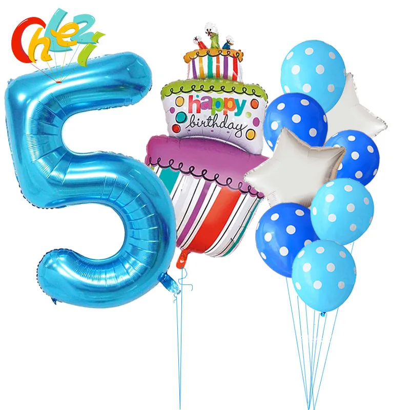 10 шт. 40 дюймов розовый и голубой номер От 1 до 5 лет День рождения большие шары для