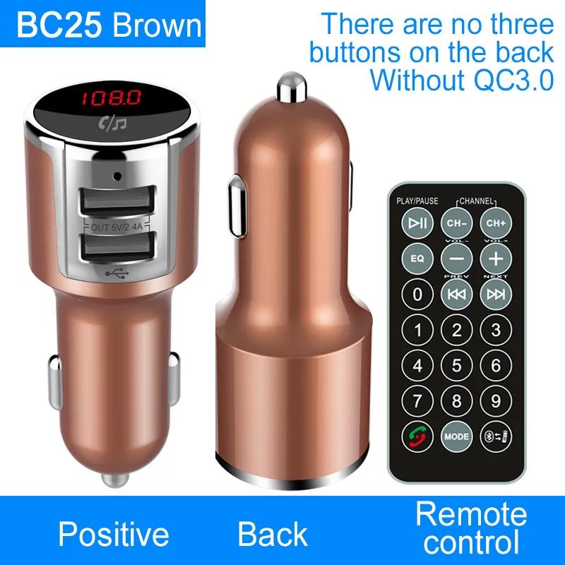 BC25 Brown Jilang автомобильный Bluetooth fm-передатчик беспроводной радио адаптер музыкальный MP3 плеер Автомобильный комплект Hands Free Звонки с QC3.0 двойной USB зарядкой - Название цвета: BC25 Brown