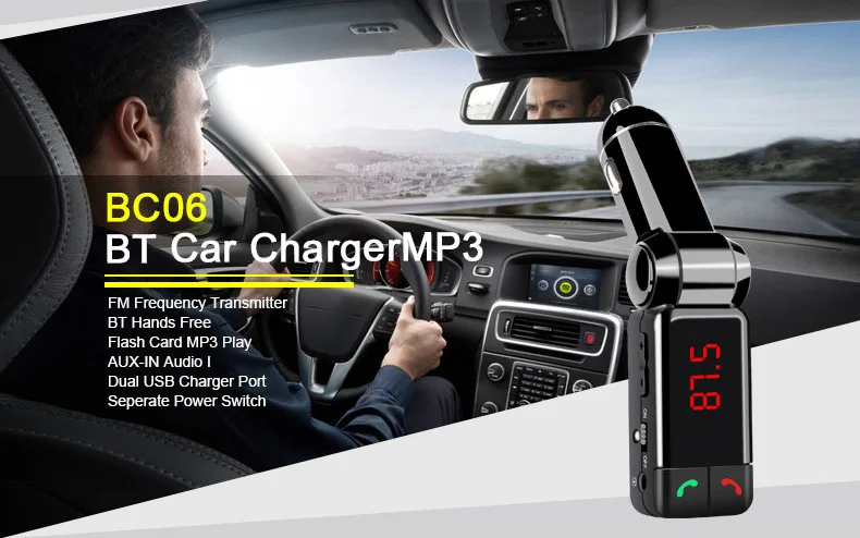 BC06 Авто MP3 плеер Bluetooth FM передатчик беспроводной fm-модулятор автомобильный комплект свободный Ручной ЖК Дисплей USB Зарядное устройство для iPhone samsung