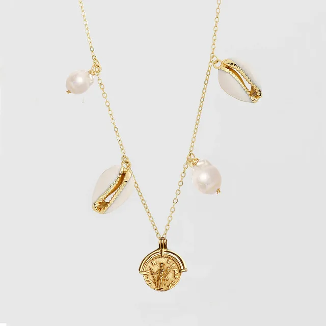 NECKLACE 3 Цепочка Из Нержавеющей Стали, каури, ожерелье в оправе, колье, аксессуары, массивные ожерелья для женщин, женские ювелирные изделия, бохо - Окраска металла: NECKLACE 3