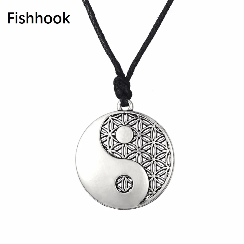 Fishhook Золотой цвет Инь Ян кулон ожерелье даосский сверхъестественный символ