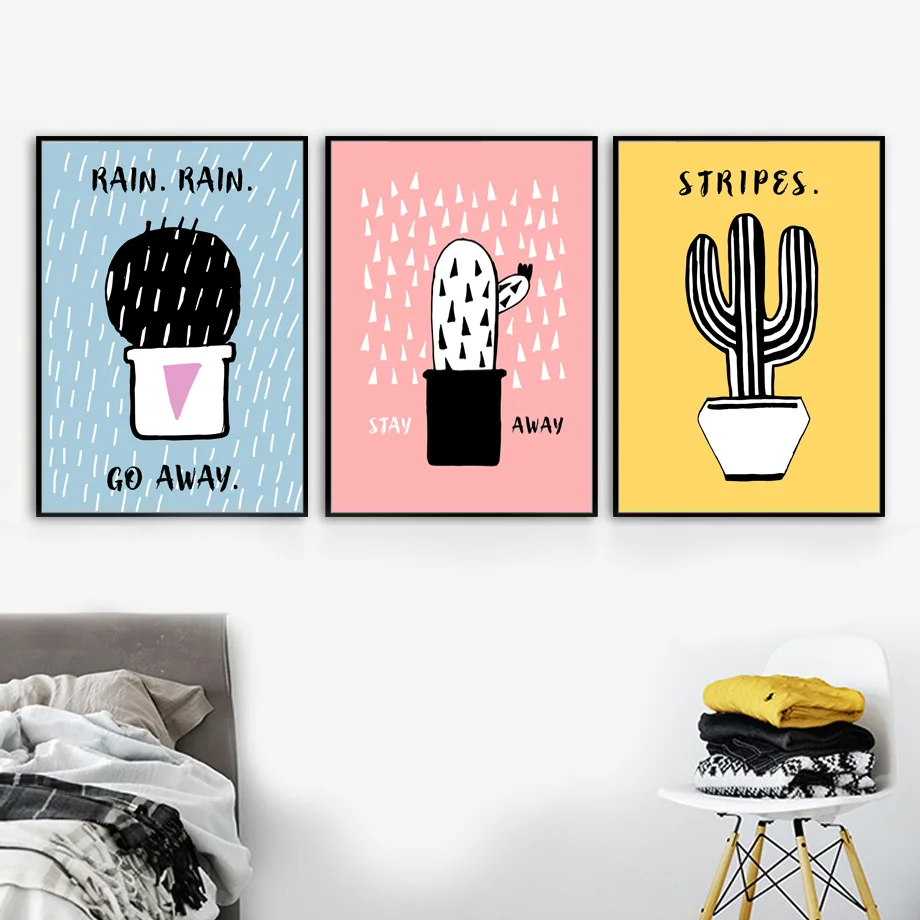 

Wall Art Canvas Prints Painting Small Cactus Nordic Style Kids Decoration Posters And Prints Girl Wall Pictures For Living Room