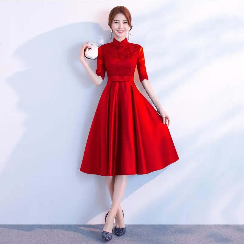 Eastical, сексуальное, с кружевными рукавами, женское, улучшенное, Cheongsam, элегантное, в китайском стиле, платье, большие размеры XXXL, новинка, с круглым вырезом, Qipao Vestidos - Цвет: Style 6