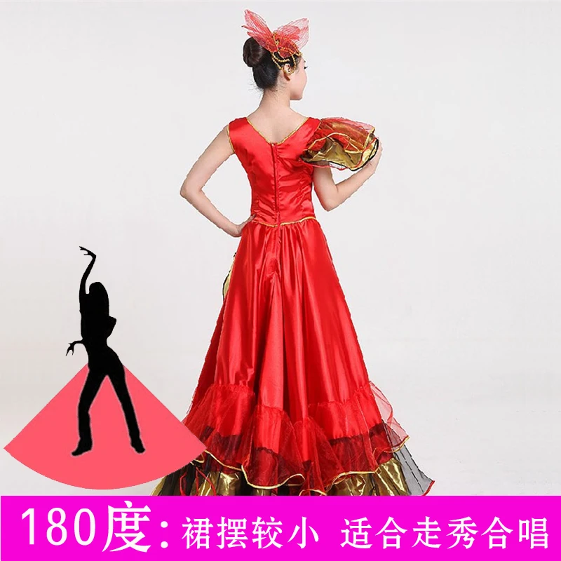 New Opening Dance Dresses Performance Large Swing Dress Costume Spanish Flamenco Full-skirt Adult Female Stage Costume H570 images - 6