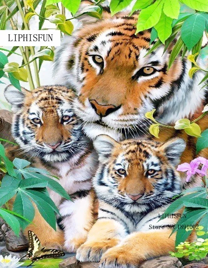 

5D Full Drilled Diy Diamond Painting Animal Family Mosaic Handmade Cross Stitch Resin Square Diamond Sets Diamond Embroidery