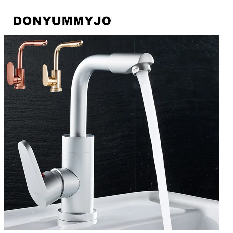 Алюминиевый розовый золотистый смеситель для умывальника donyummyjoo с одной ручкой