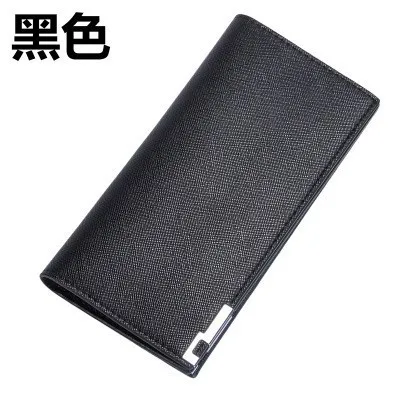 Solid color black Брендовый Повседневный тонкий мужской кошелек, длинный однотонный кошелек из искусственной кожи, кошельки, держатель для карт, мужской клатч, сумка для денег, кошелек с карманом для монет - Цвет: Solid color black
