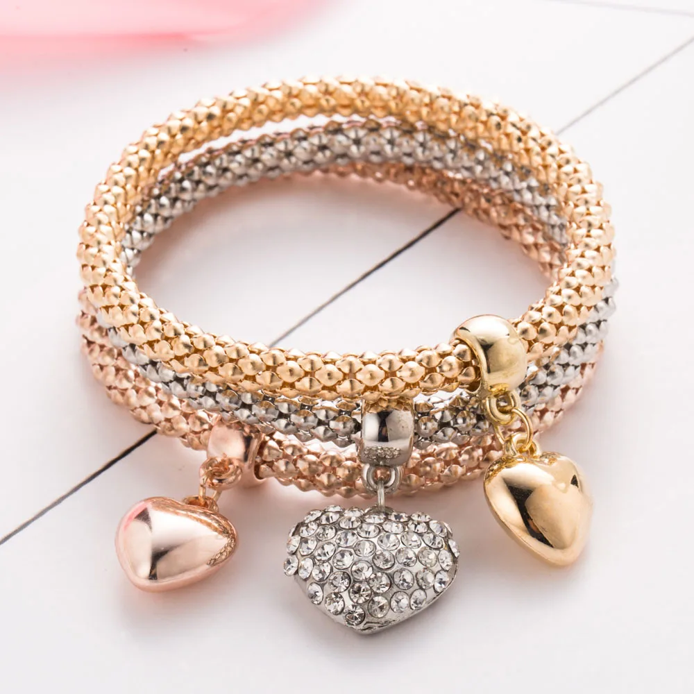 Новые модные эластичные браслеты золотого и серебряного цвета с розовым золотом