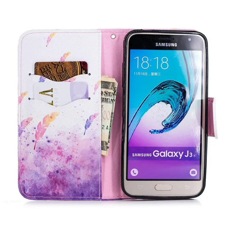 Для samsung Galaxy J3 J320 J320F 2016 люкс Флип кожаный бумажник Стенд силиконовый чехол