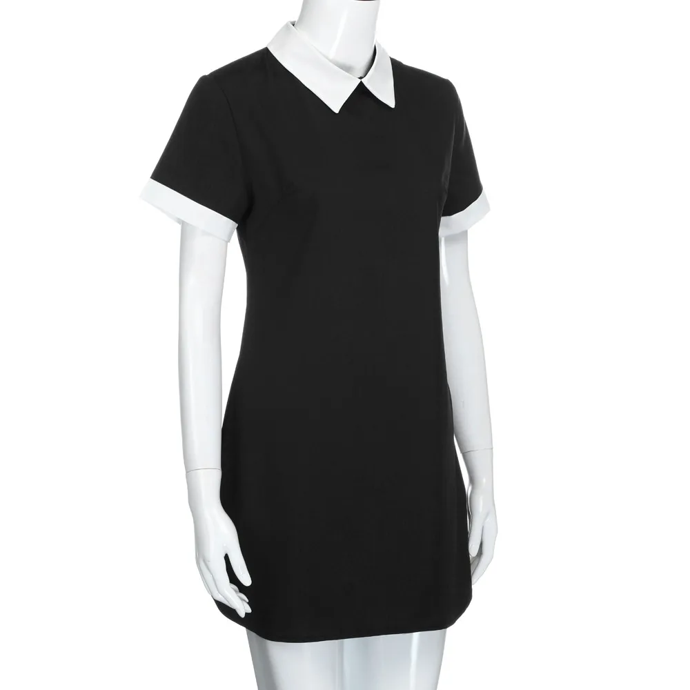Jaycosin женское однотонное прямое платье с отложным воротником для девушек, Летнее мини-платье с коротким рукавом, горячая Распродажа, Vestidos De Festa
