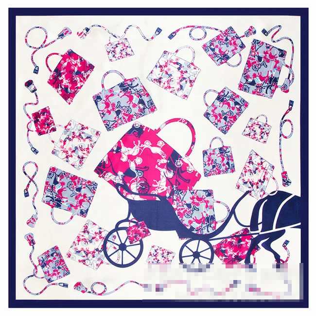 Женский Шелковый квадратный шарф квадратная сумка-коляска с ручками 60*60 см |