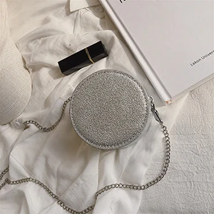 FEMALEE INS, хит, ПУ кожа, Аллигатор, мини клатч, женские милые маленькие сумки через плечо, Квадратный Круг, женские цепочки, модные вечерние сумки на плечо - Цвет: Silver Round