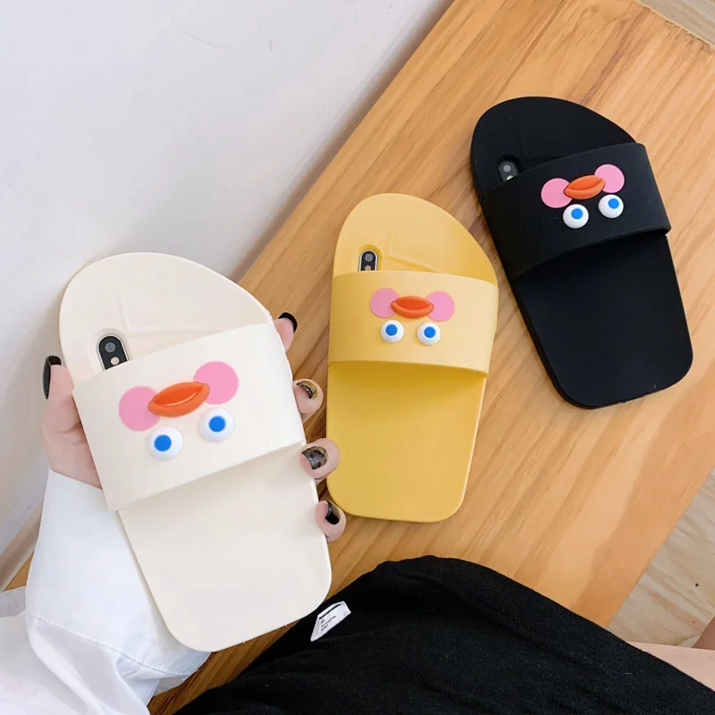 Забавные тапочки обувь чехол для телефона для iphone X XR XS Max чехол для iphone 7 8 plus 6 6s чехол милый утка Мягкий силиконовый чехол s Capa
