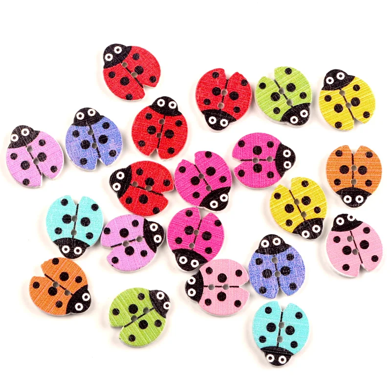 50 шт. деревянные пуговицы для шитья божьей коровки|sewing buttons|buttons for kidsbuttons buttons |