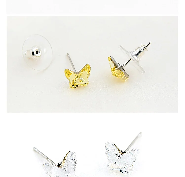 Кристалл Swarovski маленькие серьги-гвоздики для женщин Бабочка Brincos Pendientes Mujer Moda друзья подарок для девочек Joyas