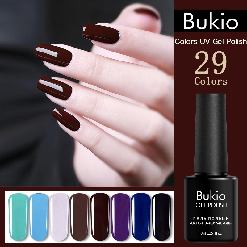 Bukio Новый 29 Lucky Цвета однородного цвета для ногтей Гель-лак 8MLSemi-permanent замочить от