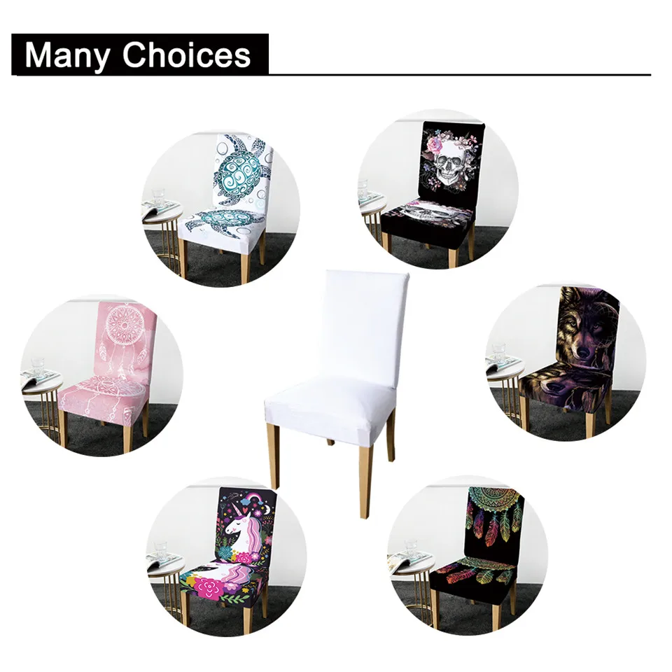 Постельные принадлежности чехлы для стульев с единорогом обеденных из спандекса