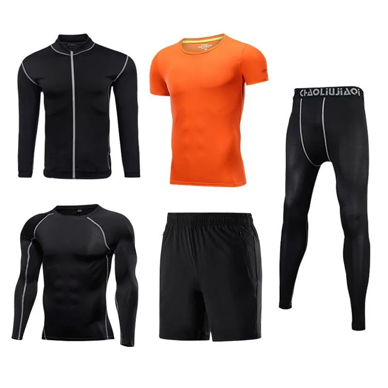 Men sportswear-SL6 Мужская спортивная одежда, эластичные спортивные костюмы, дышащий спортивный костюм для пробежек, тренировок, спортзала, фитнеса, тренировки, одежда для быстросохнущего бега, мужской комплект - Цвет: Men sportswear-SL6