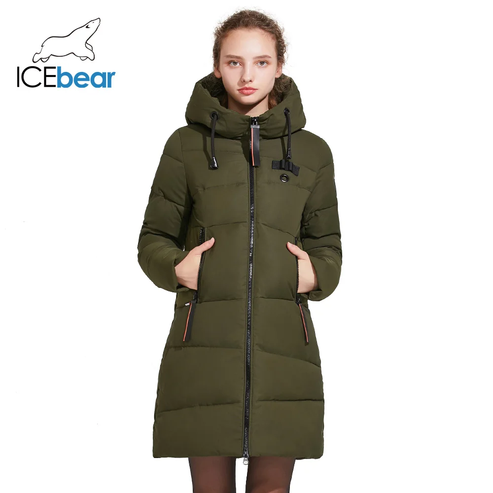 ICEbear 2018 Удлинённое женское пальто с капюшоном для отдыха зимой модная тёплая