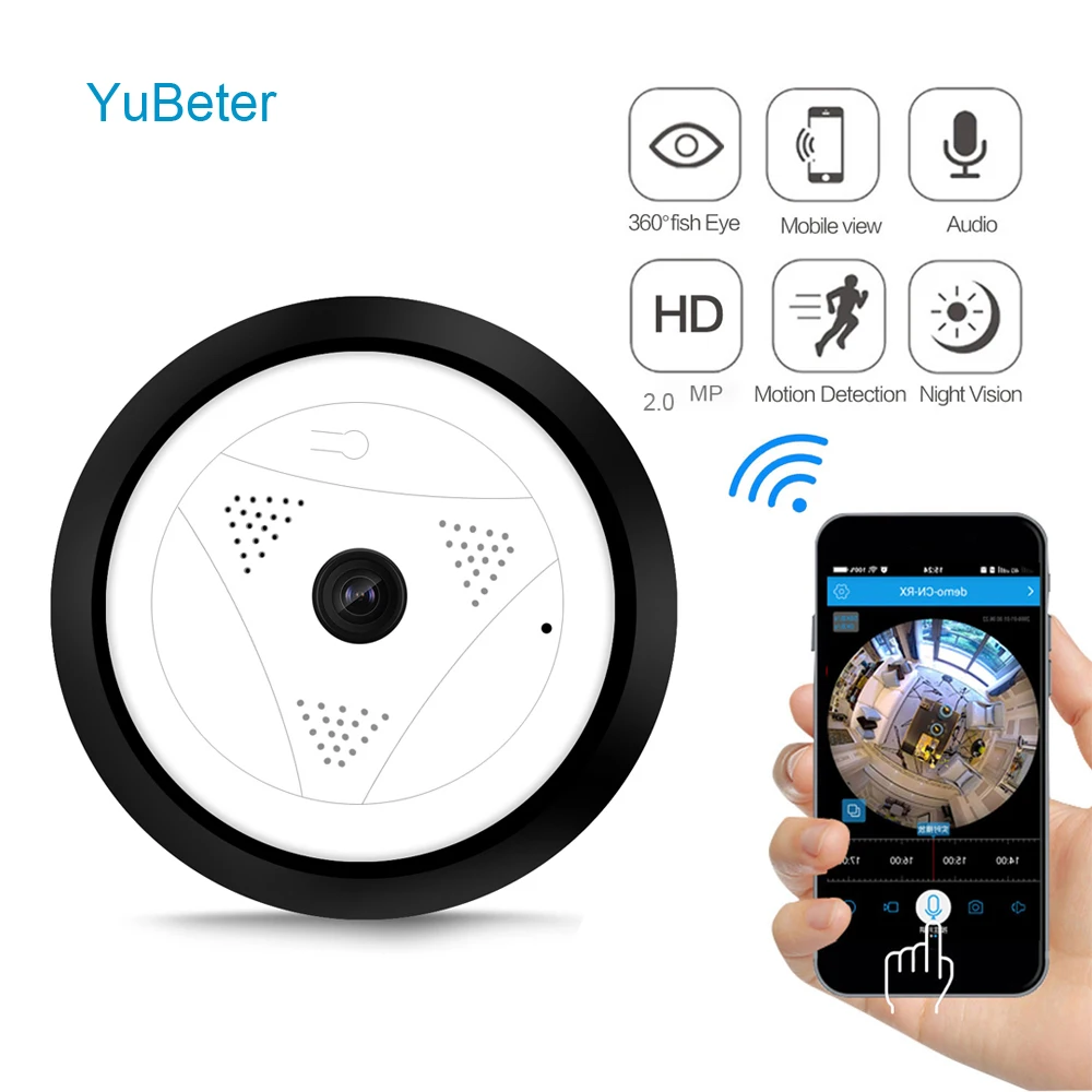 YuBeter 960P беспроводная камера системы видеонаблюдения Wifi ip-камера панорамная рыбий глаз Домашняя безопасность видеонаблюдение ночное видение двухстороннее аудио