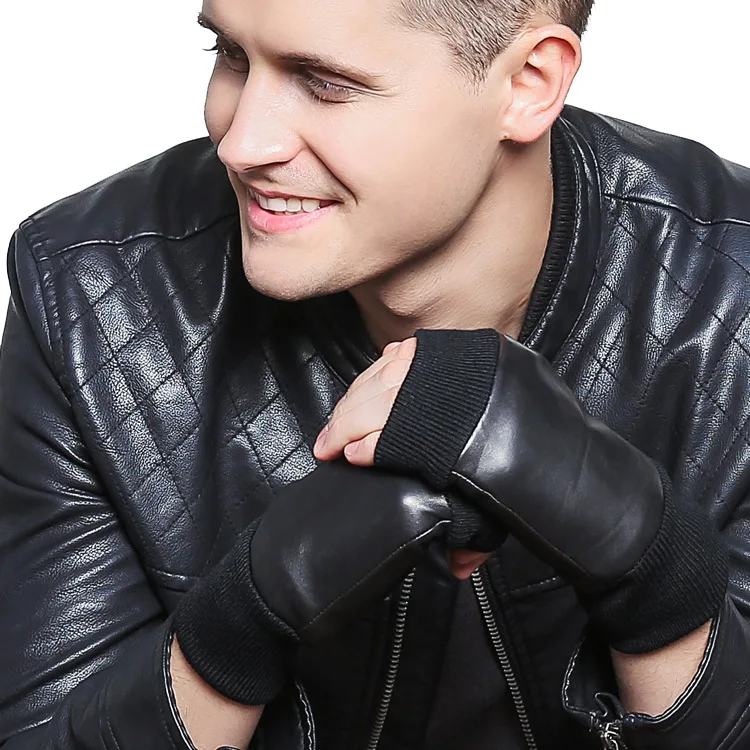 N5 новые модные мужские зимние кожаные перчатки с бархатной подкладкой теплые для