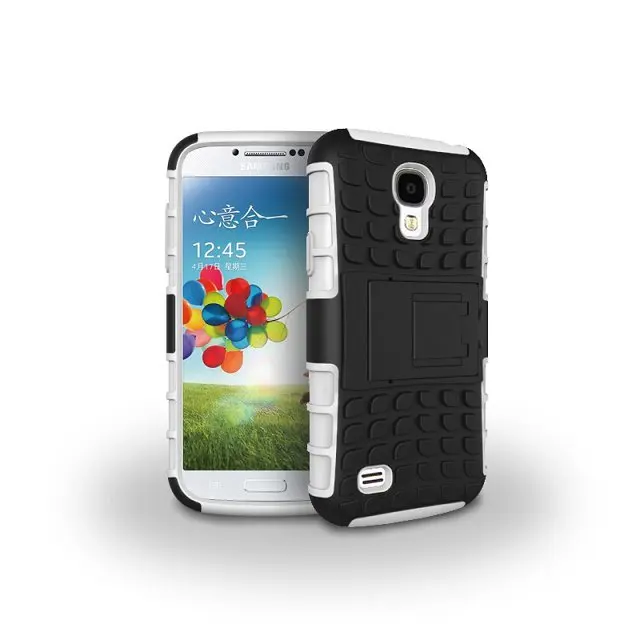 Для samsung Galaxy S4 S 4 GT i9500 i9508 i9505 чехол двухслойная гибридная силиконовая Броня Пластиковый ударопрочный Твердый Чехол-подставка для телефона - Цвет: White