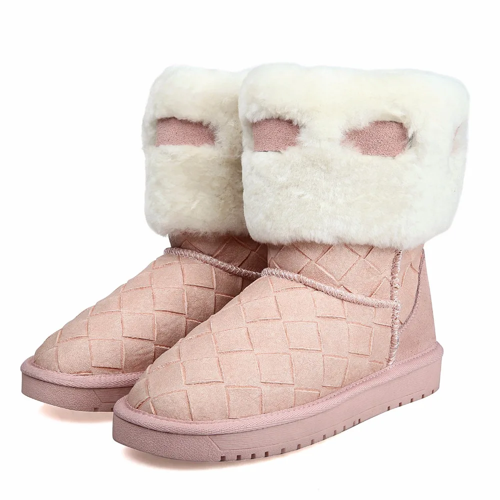 KUNYIN женская обувь Зимние дамы новый кожаный ткани сетки моды снегоступы