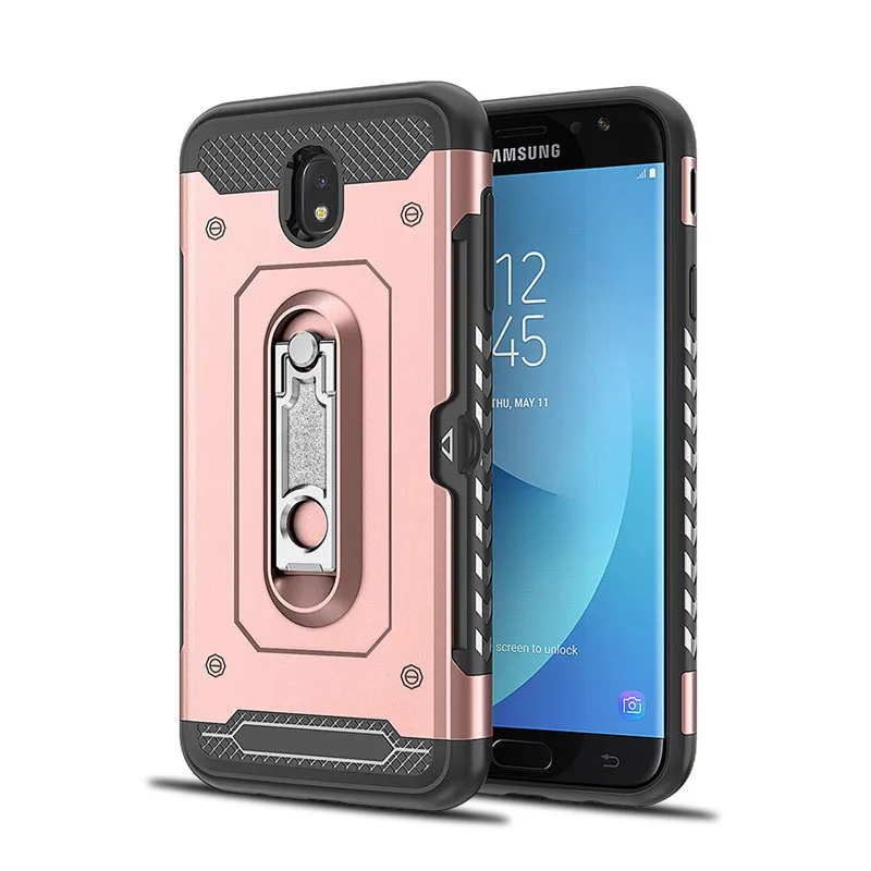Чехол для телефона Samsung Galaxy J3 J5 J7 Pro Гибридный ТПУ+ PC противоударный защитный чехол для J330 J530 J730 чехол с подставкой и отделением для карт - Цвет: Rose Gold
