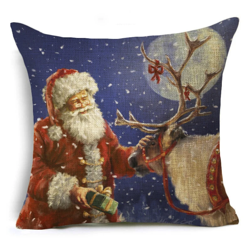 Merry Christmas Санта Клаус Снеговик-Подушка Чехол атмосфера Рождества квадратная
