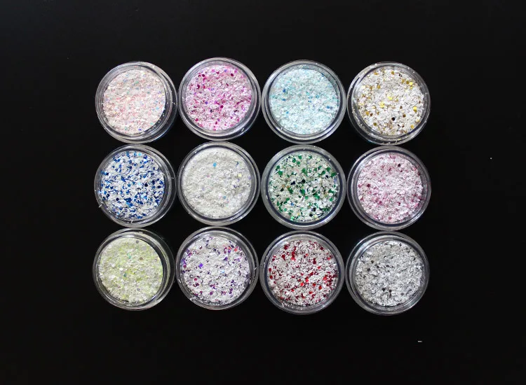 3D Nail Art Glitter 12 Colors Snow Acrylic Powder UV Manicure Tool | Красота и здоровье