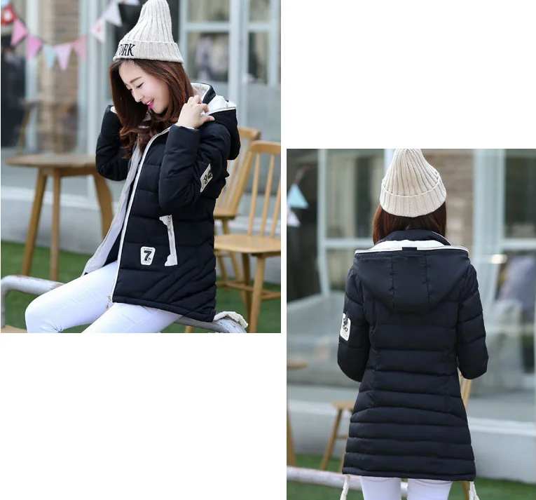 Зима женская Мода Теплые Пальто 2017 Новое Прибытие Длинным рукавом С Капюшоном