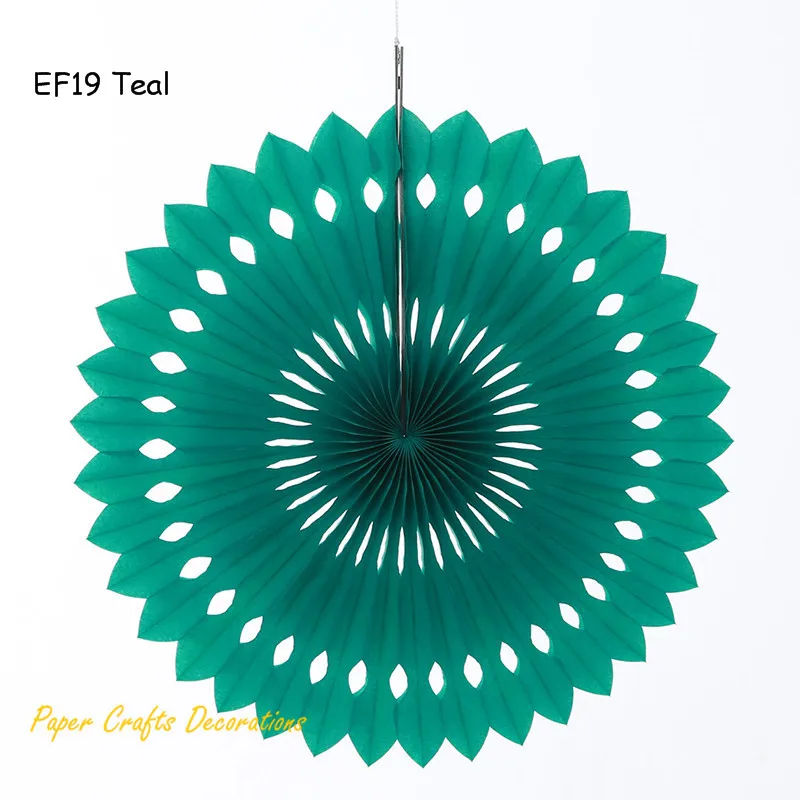 EF19 Teal 8/10/12/14/16 дюймов полые ткани Бумага вентилятор цветок флюгеры фон свадьба брак для вечеринки, дня рождения Baby Shower украшения - Цвет: EF19 Teal