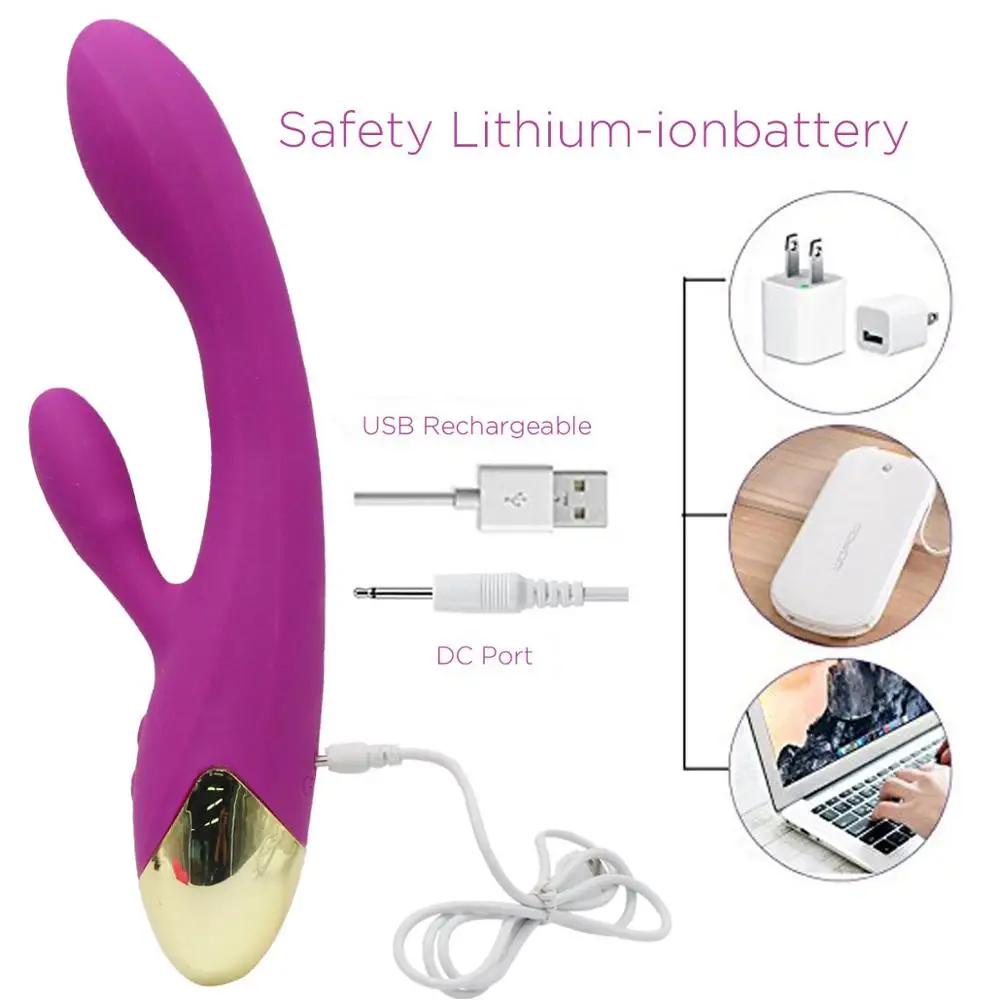 G spot фаллоимитатор Кролик вибратор массажер двойной вибрации Водонепроницаемый