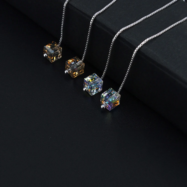 MALANDA Кристалл от Swarovski Квадратные бусины Висячие серьги для женщин серебряная
