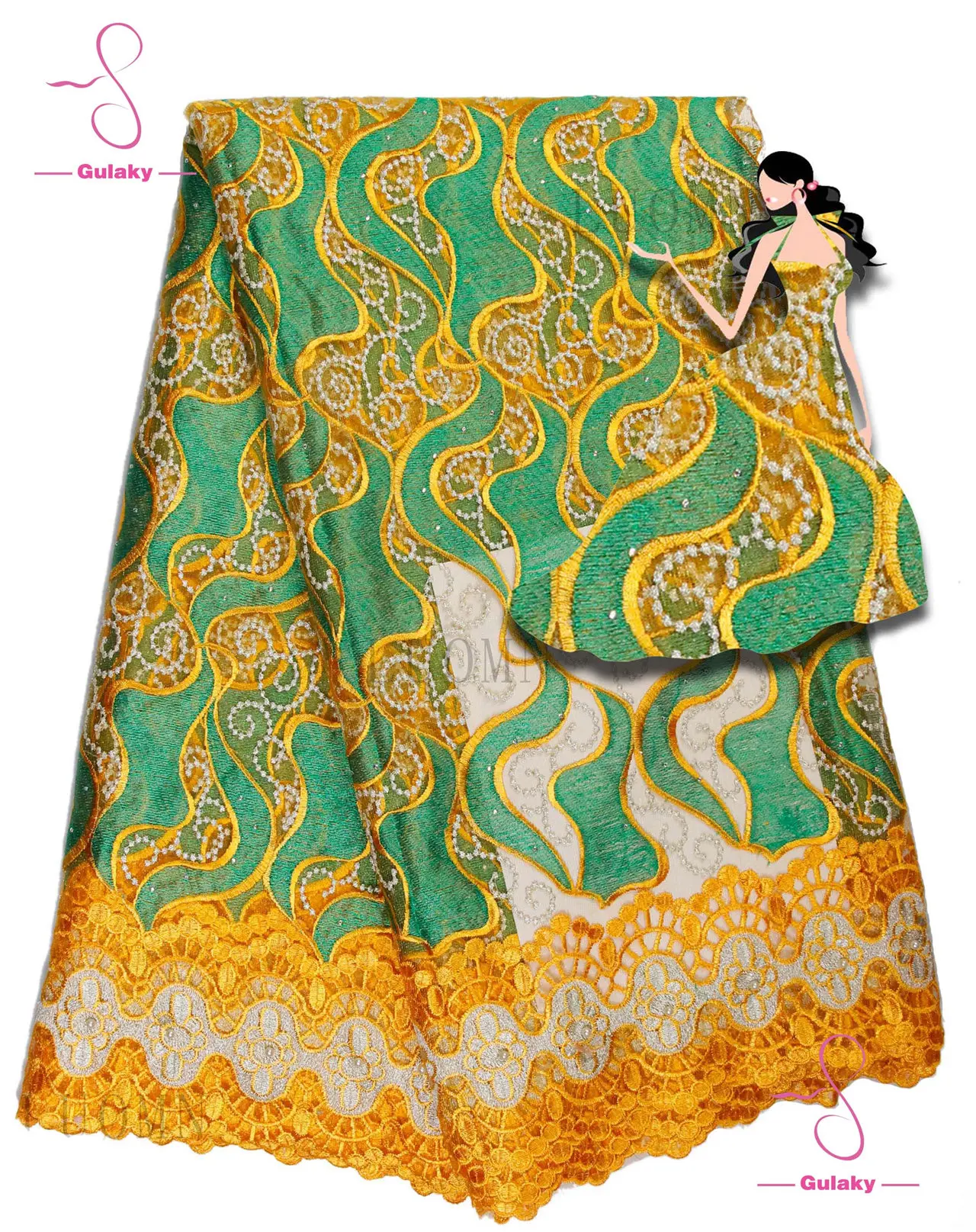 Одежда высшего качества французский перо Кружева с полным из серебристых страз