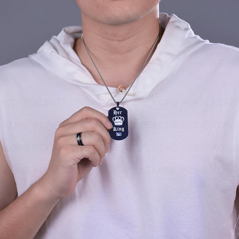 UZone ID Tag Кулон Пара Ожерелье ее король и его Королева Корона кубический циркон