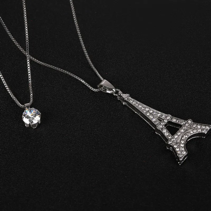 Модное Трендовое ожерелье с подвеской в виде Эйфелевой башни кристаллами AAA