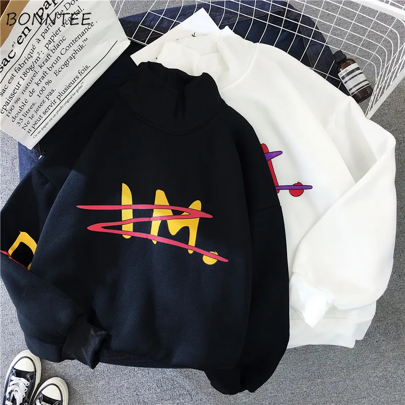 Женские толстовки с капюшоном из вельвета Harajuku Ulzzang, водолазка с длинным рукавом для отдыха, Женский пуловер с буквенным принтом, женские свитшоты