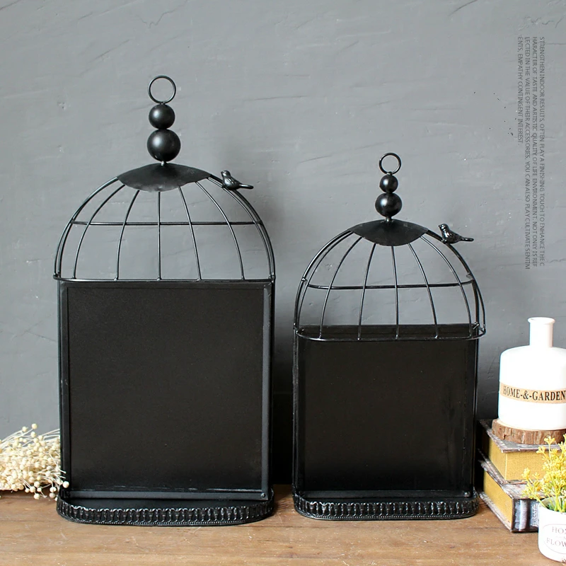 

Continental retro hanging wall mural iron cage blackboard Cafe clothing store Decor message board