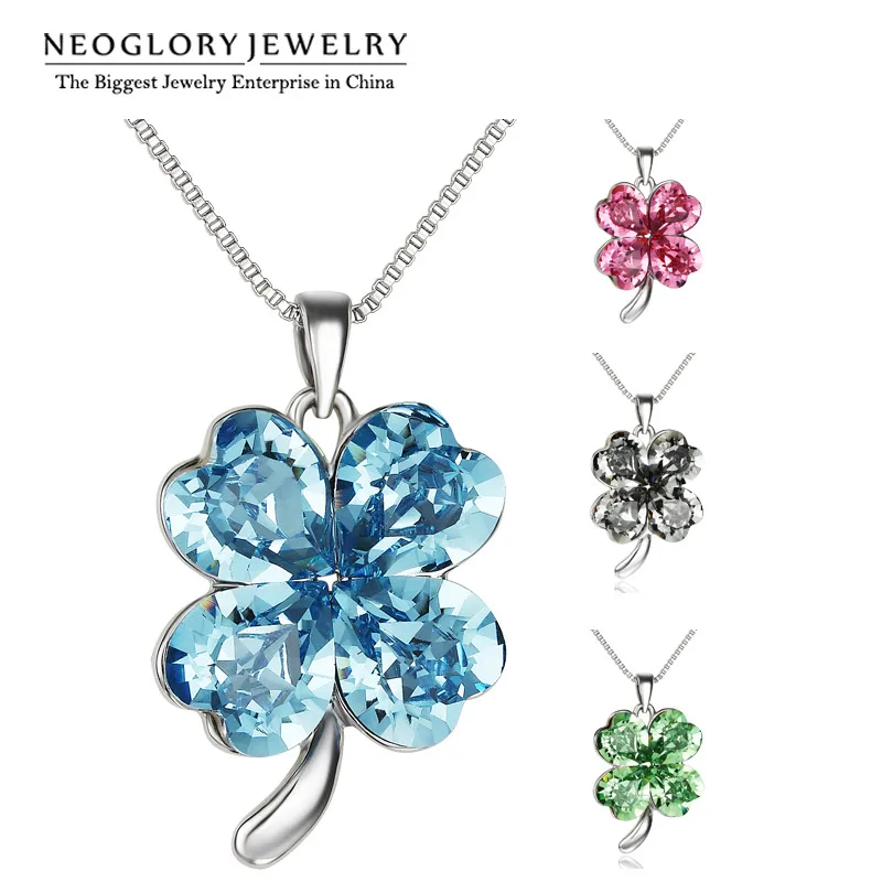 Neoglory MADE WITH SWAROVSKI ELEMENTS Хрустальный цветок клевера красочные Подвески для Для