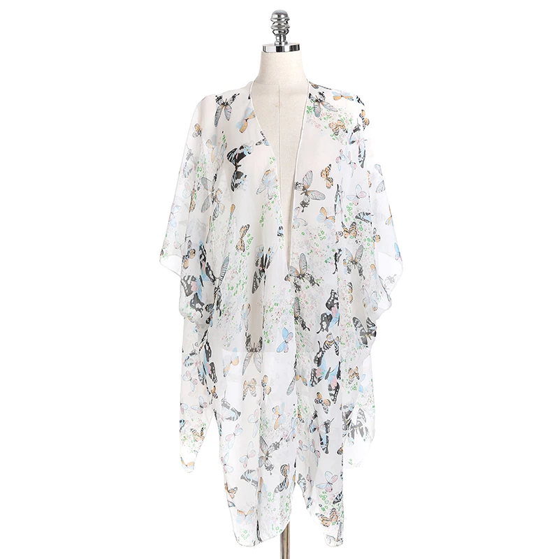 2018 Летний пляж прикрыть Винтаж рубашки с принтом слона Шифоновая блузка See Through