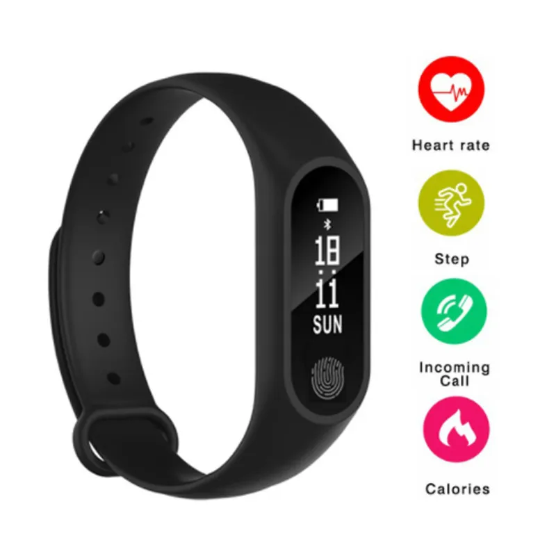 M2 водонепроницаемый Смарт Браслет пульсометр фитнес трекер Bluetooth браслет для