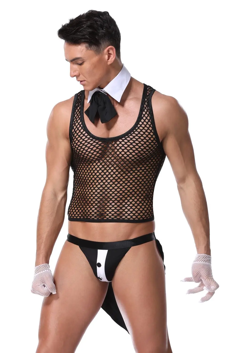 Горячие эротические Для мужчин сексуальная одежда для официанта Косплэй костюм