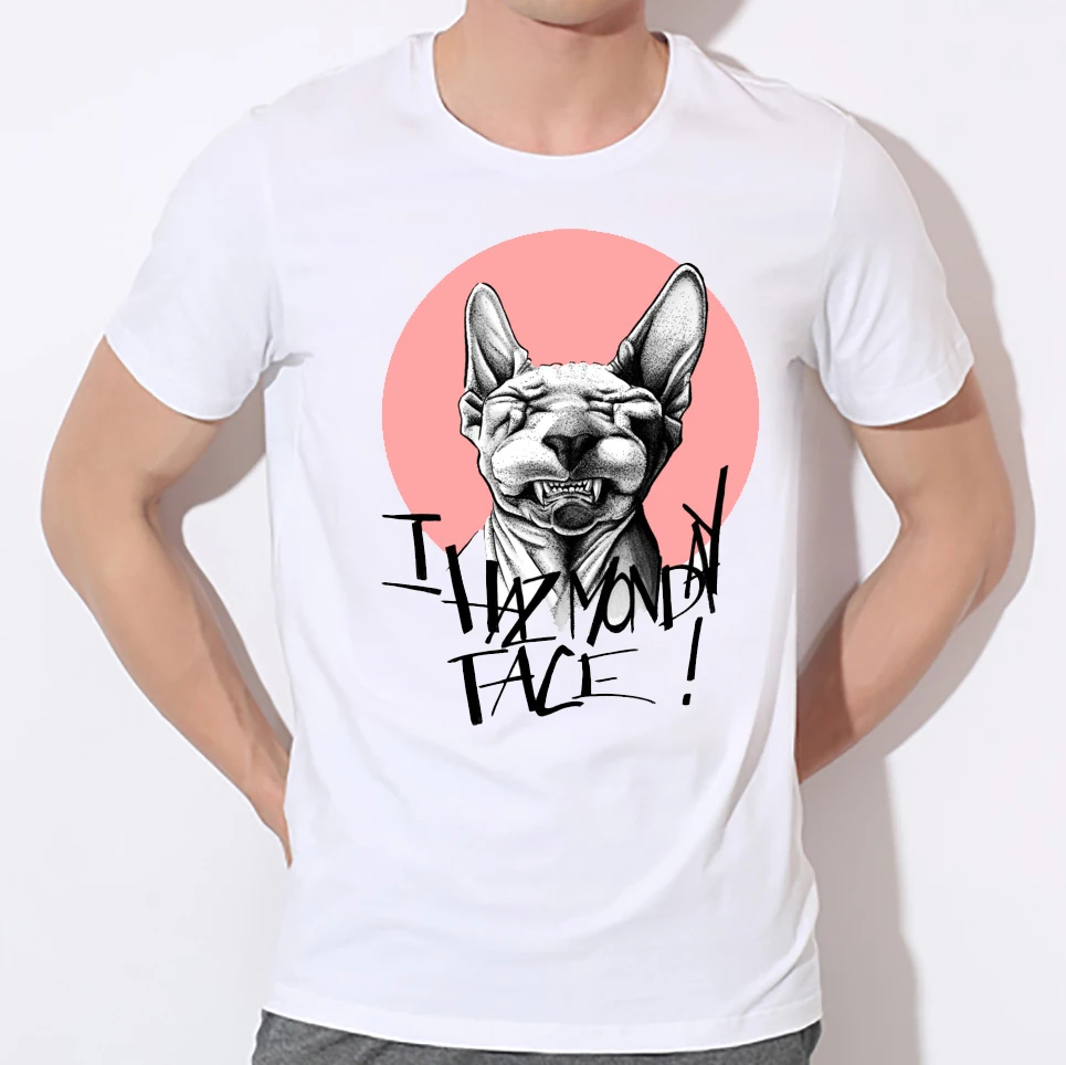 2016 I haz monday face Printed T-Shirt For Men Boy Novelty Men's round neck short sleeve T shirt Tops Fashion Tees | Мужская одежда